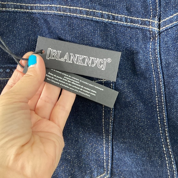 New BlankNYC Metallic Weave Denim Micro Miniskirt Dark Wash Gold Glitter Sz 29 - Picture 6 of 8